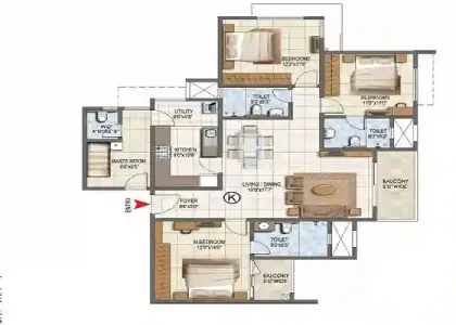 Provident Bayscape Apartment 3 bhk floor plan by Provident Housing Limited located at kelambakkam, Chennai Tamil Nadu